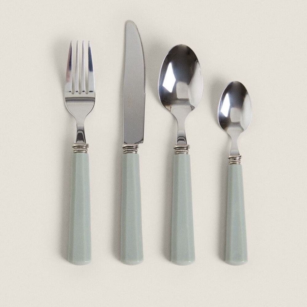 ZARA HOME Cutlery Set | Blue Gray
